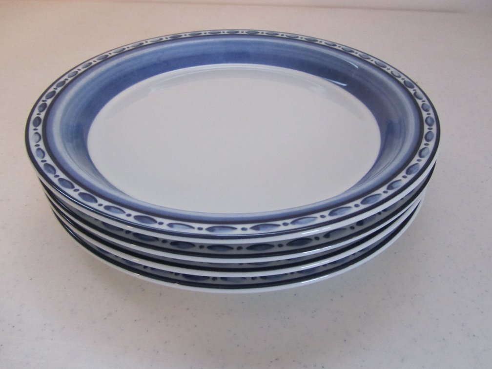 Set Of (4) Dansk Belgian Blue Dinnerware Plates