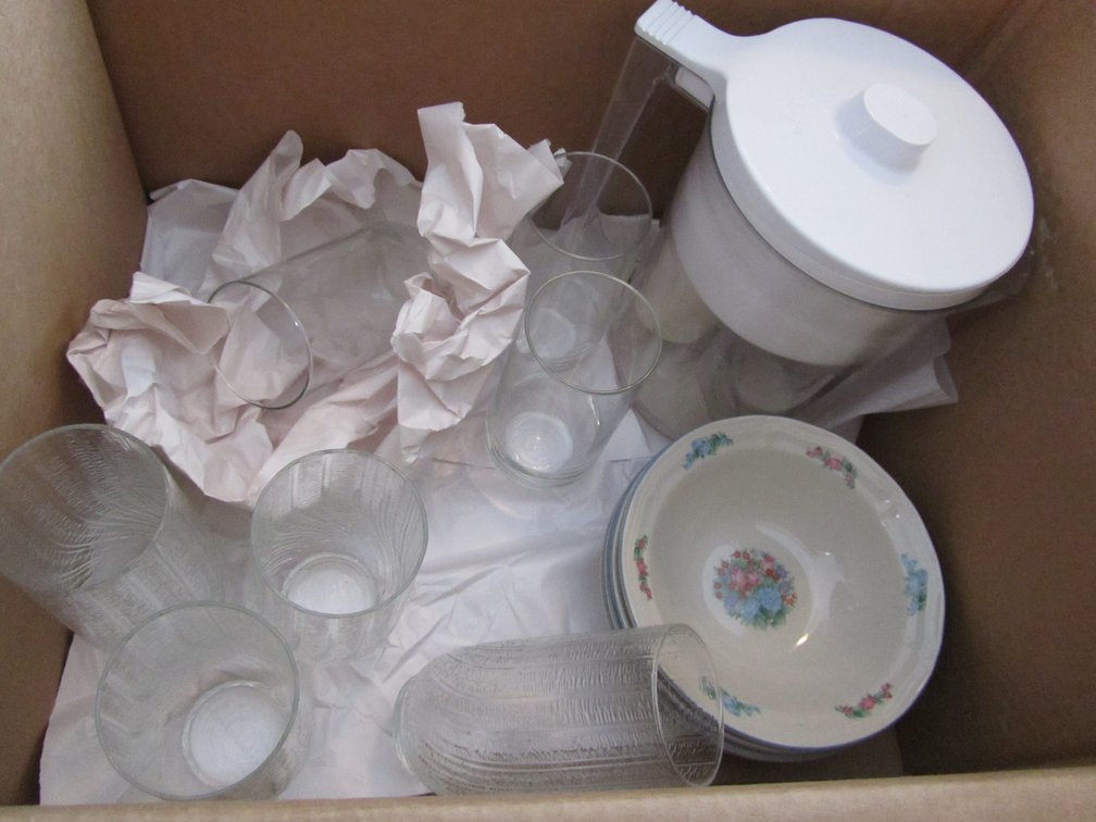 Box Full Of Assorted Dishware
