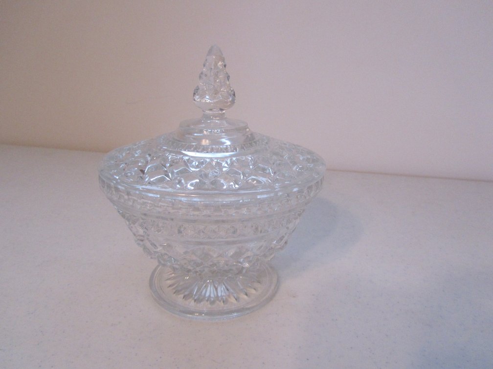Cut Glass Footed Dish w/Lid