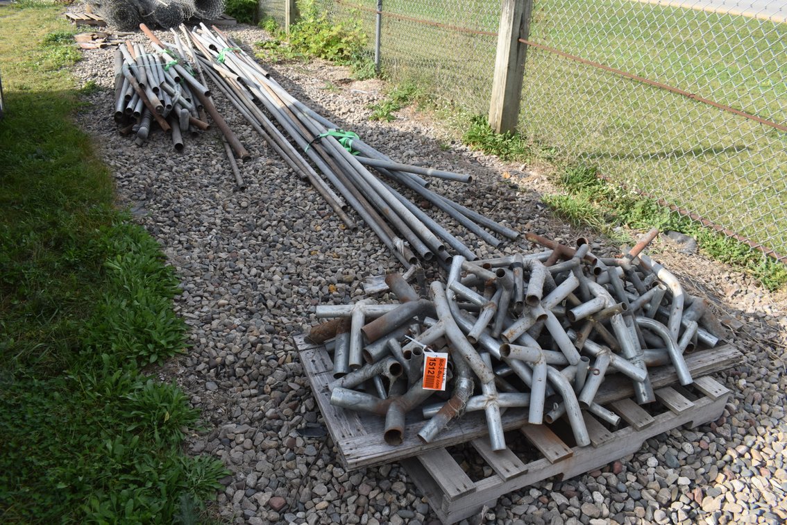 Large Qty of Assorted Chain Link Rolls With Assorted Piping and Connectors