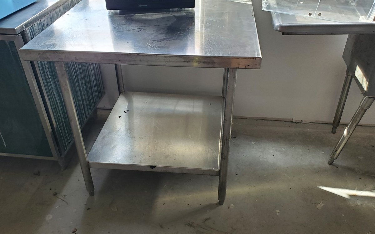 Heavy duty commercial stainless steel table with adjustable legs, 36x36"