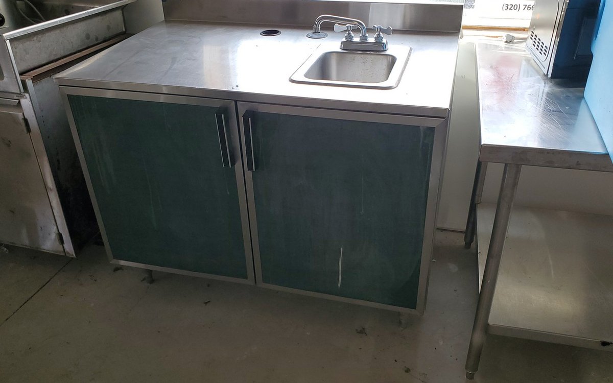 Stainless steel sink basin with storage and faucet 48x29.5"
