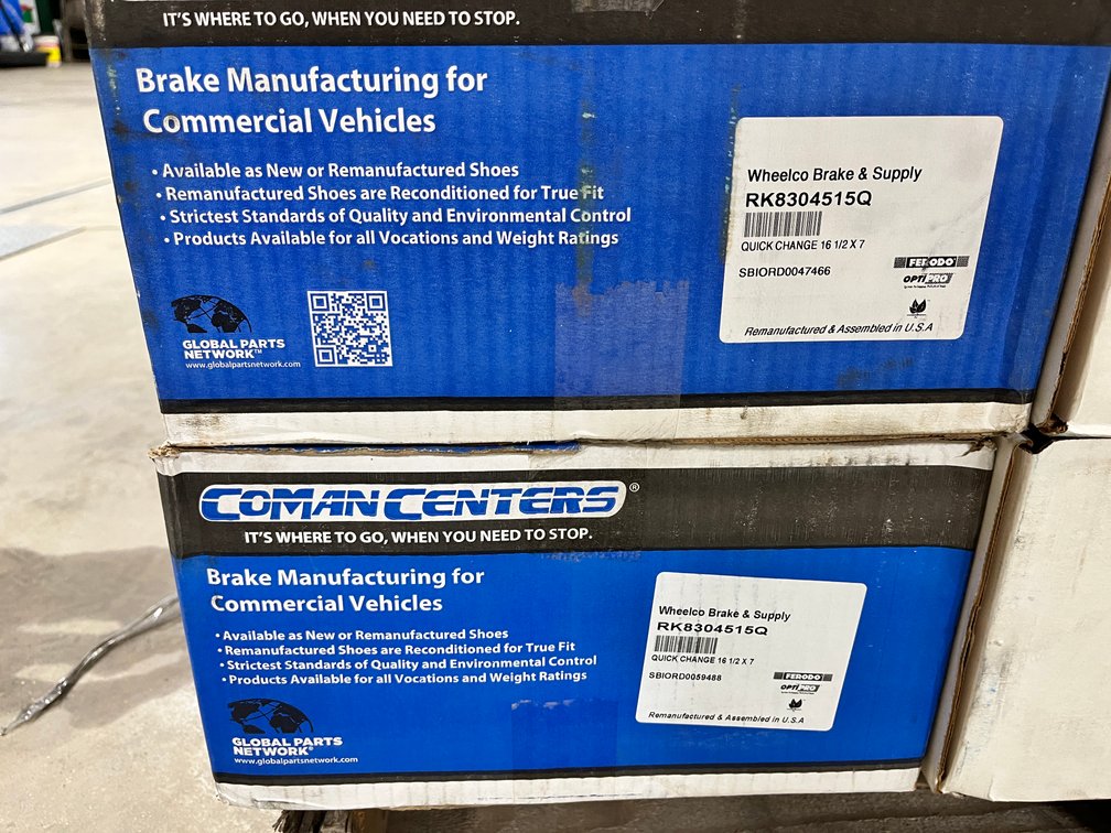(2) Sets Remanufactured Quick Change 16 1/2x7 Brake Shoes