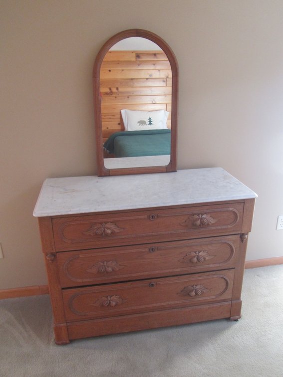 Antique Dresser w/Marble Top And Mirror