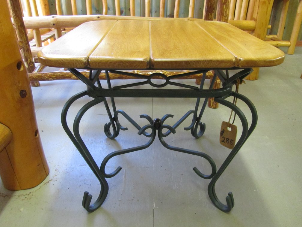 Oak And Metal Leg Side Table