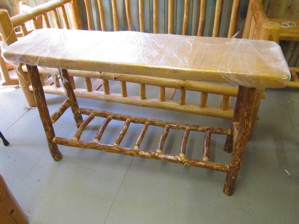 Log And Wood Slab Sofa Table