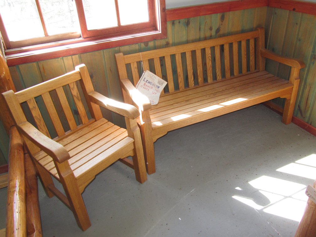 Oak Lincoln Style Bench And Chair Set