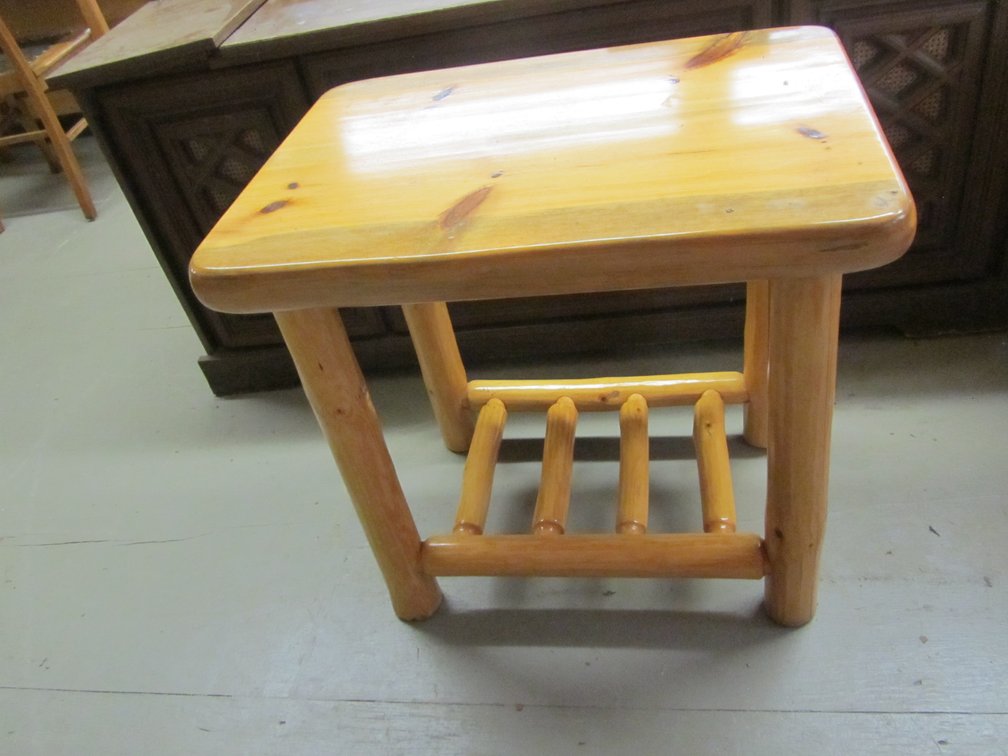 Pine Log Side Table