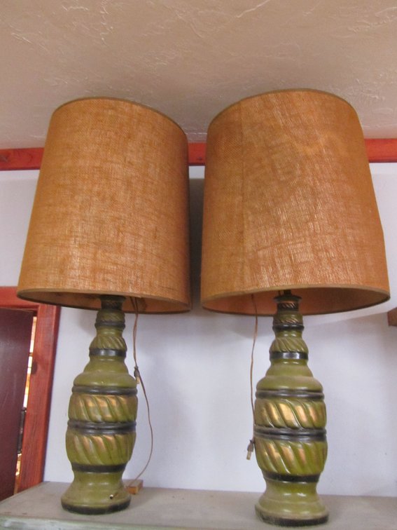 (2) Wood Table Lamps w/Shades