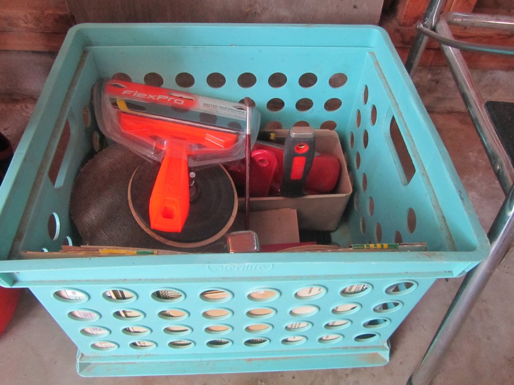 Crate Of Assorted Sanding Supplies