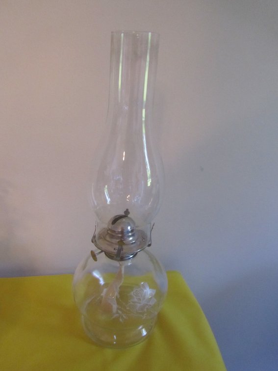 Etched Glass Oil Lamp
