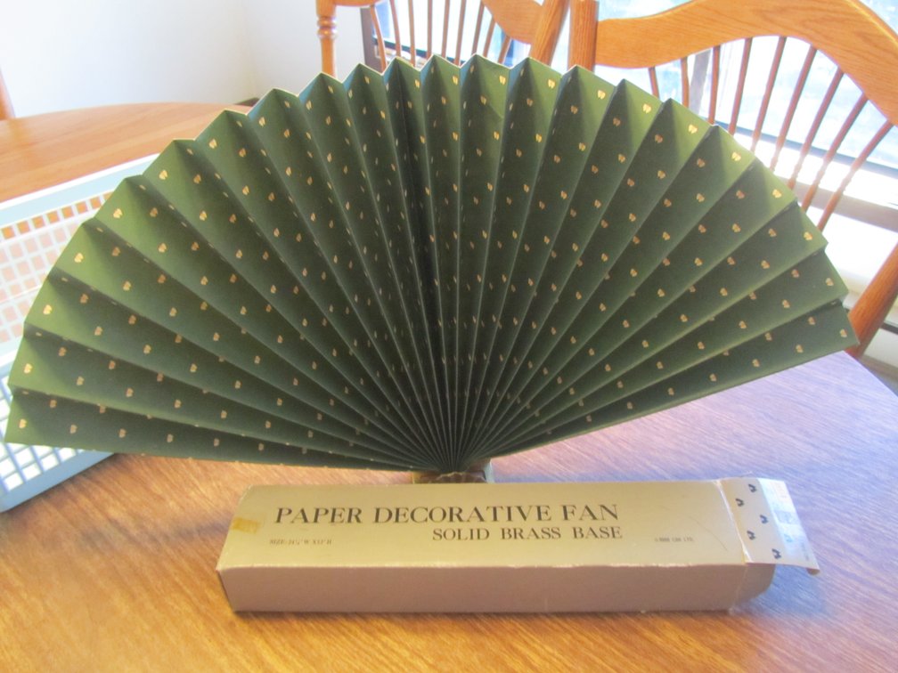 Paper Decorative Fan w/Solid Brass Base