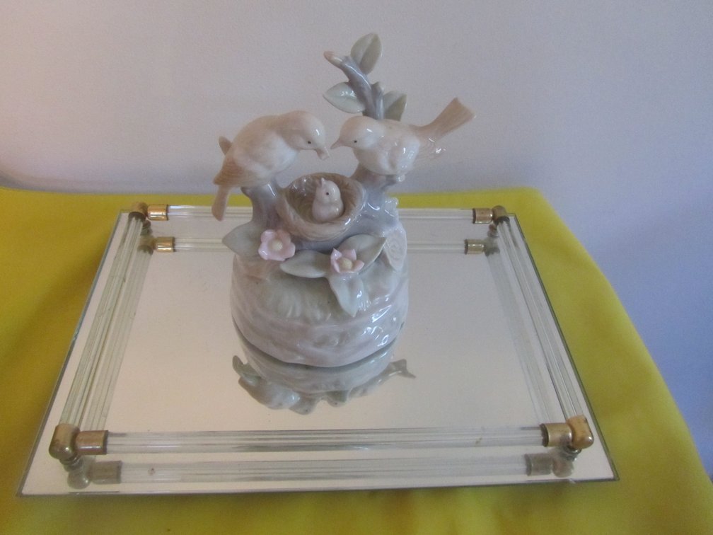 Mirrored Serving Tray w/Music Box