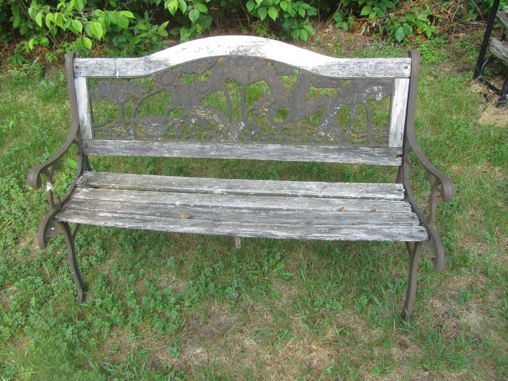 Vintage Cast Iron Frame Bench