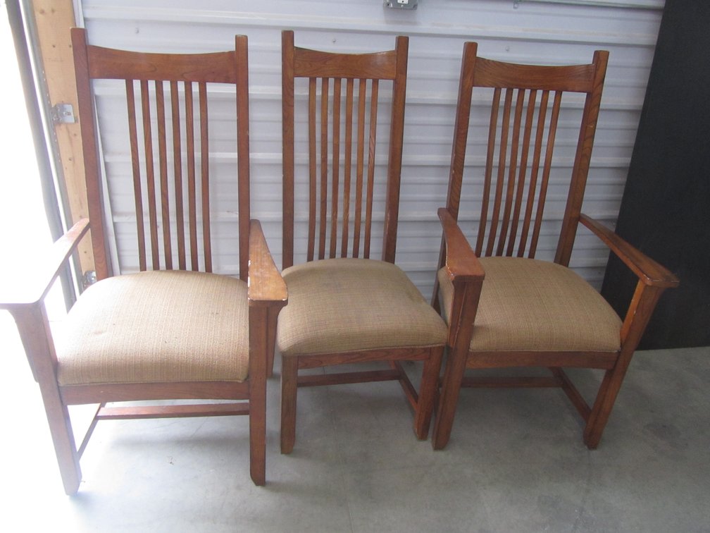 (3) Wood High-Back Chairs 