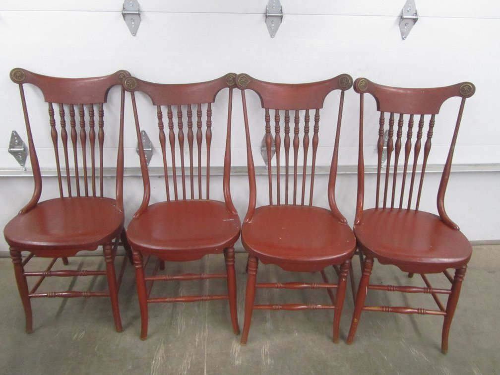 Set Of (4) Painted Wood Dining Chairs