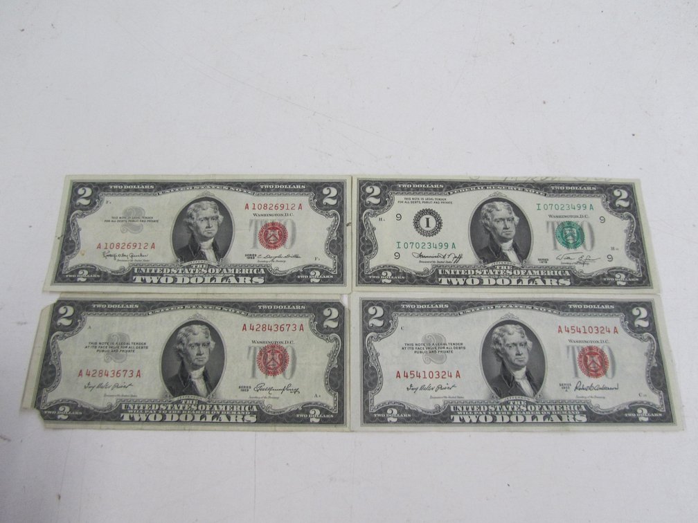 (4) 2 Dollar Bills