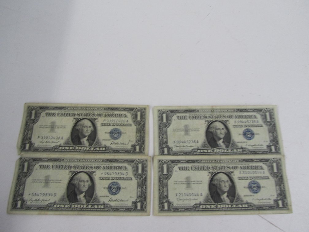 (4) 1957 1 Dollar Silver Certificates