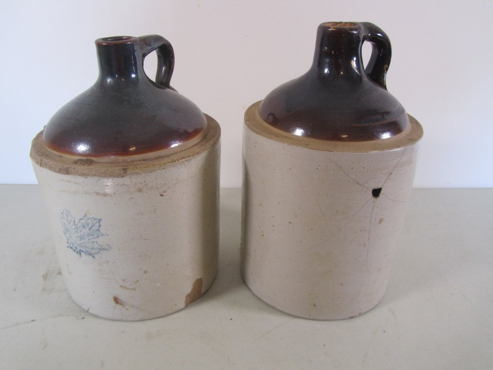 (2) Stoneware Shoulder Jugs