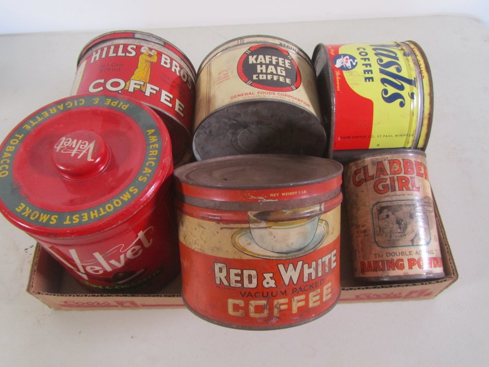 Flat Of Vintage Coffee Tins