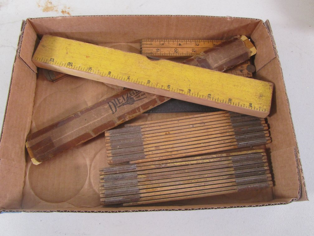 Flat Of Vintage Measuring Sticks