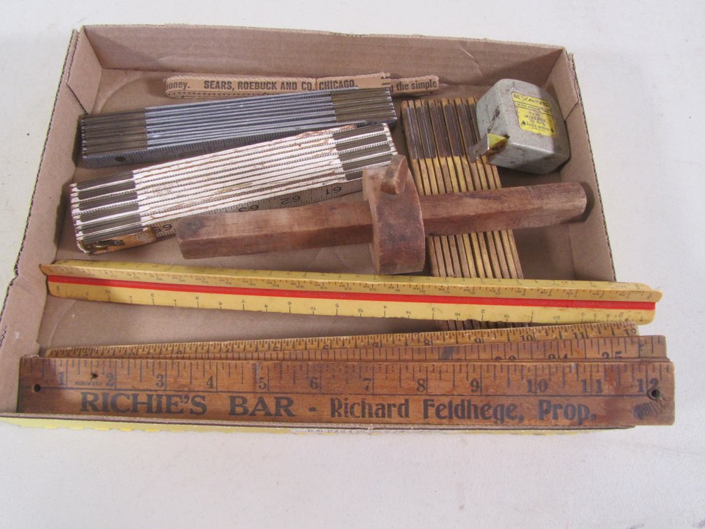 Flat Of Vintage Measuring Sticks