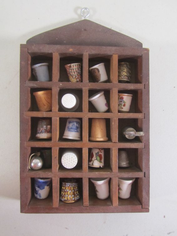 Collection Of Thimbles w/Trinket Shelf