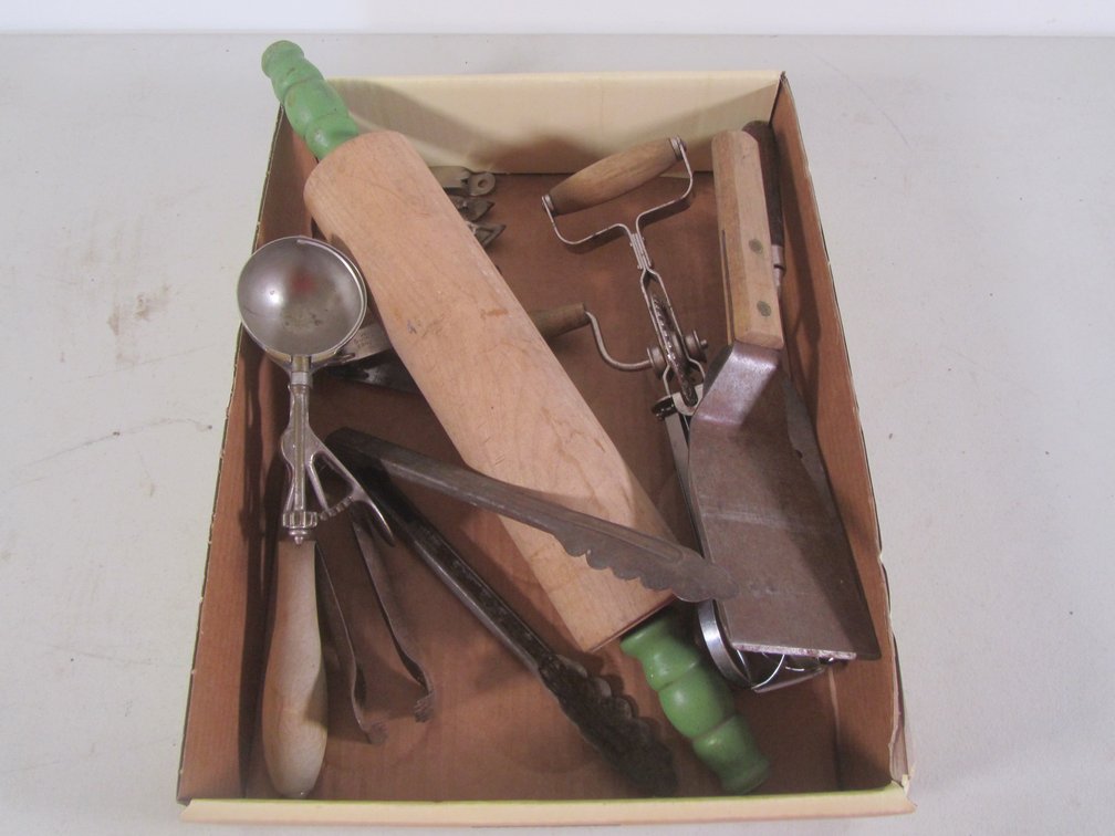 Flat Of Assorted Vintage Kitchen Utensils