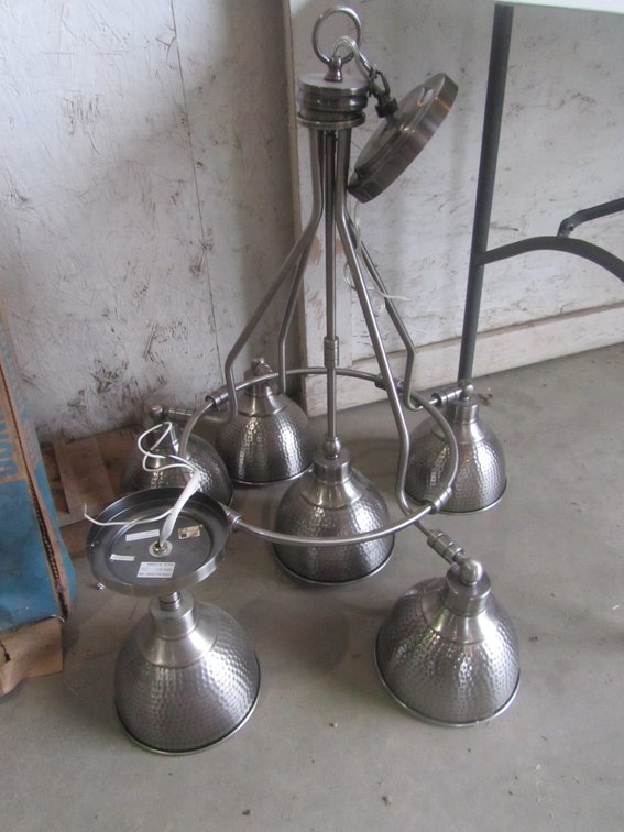 Metal 5-Light Chandelier And Matching Ceiling Light Fixture