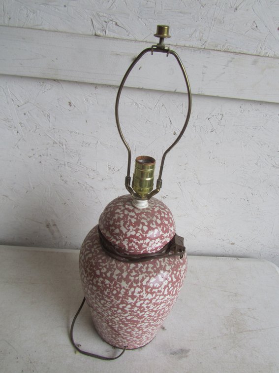 Spongeware Pattern Stoneware Table Lamp