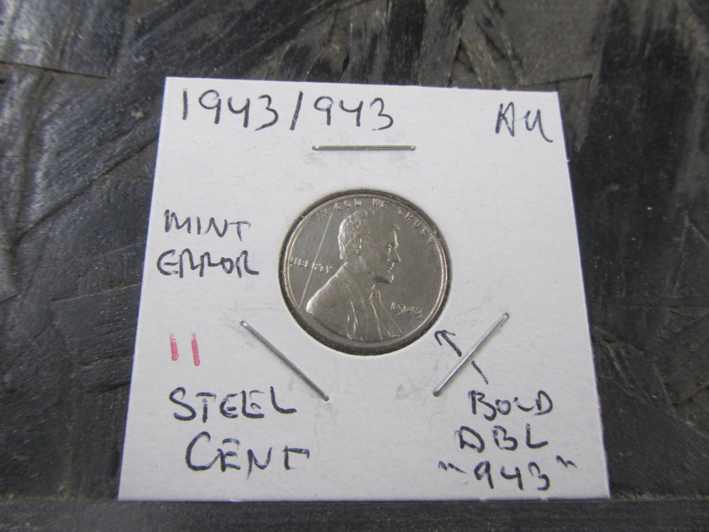 1943/943 Mint Error Lincoln Steel Cent