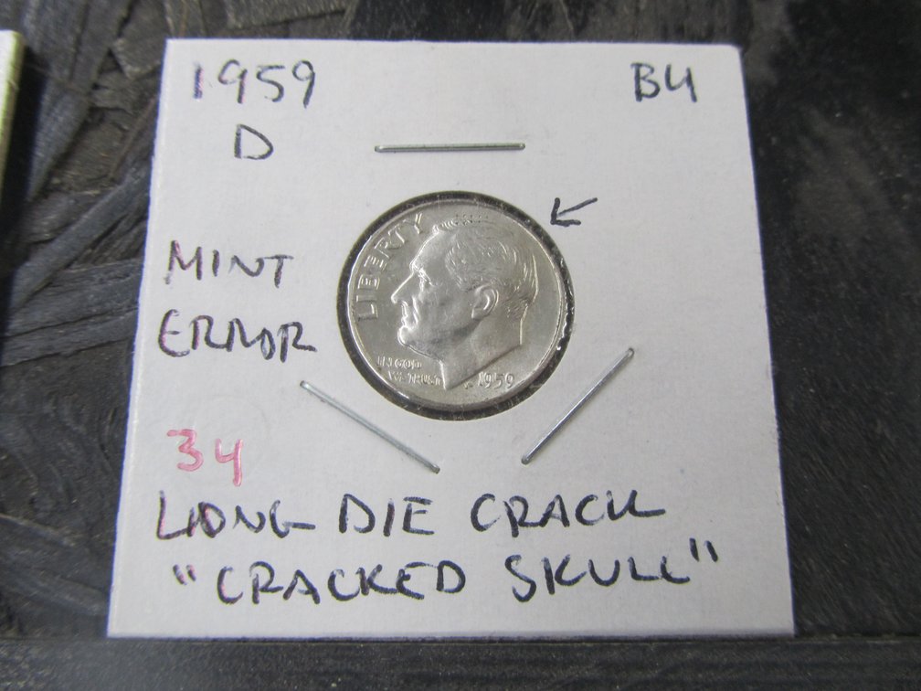 1959-D Mint Error "Long Die Crack Cracked Skull"