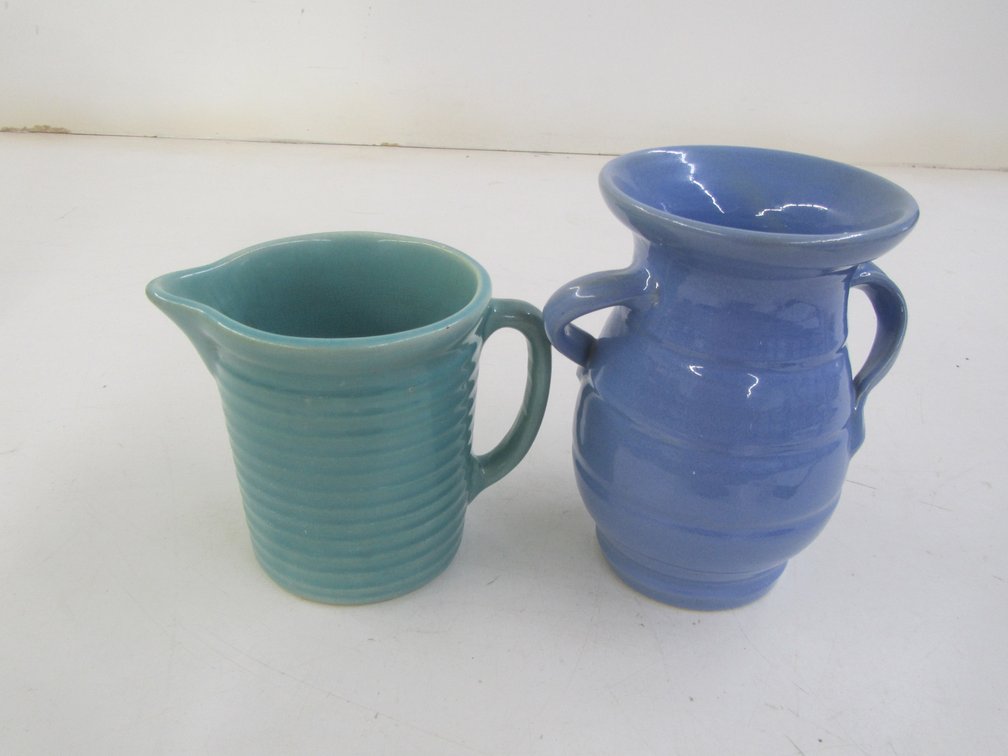 Glazed Pottery Vase And Weller Pottery Pitcher 