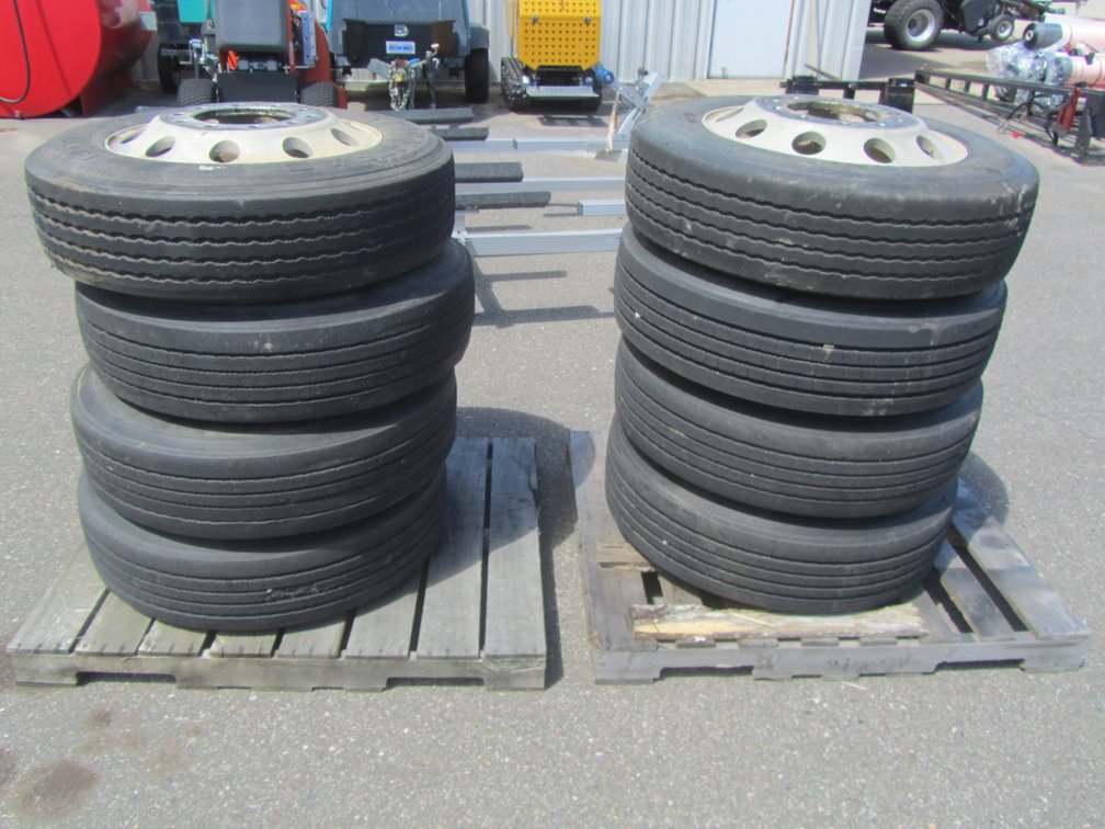 Set Of (8) Semi Tires w/Rims