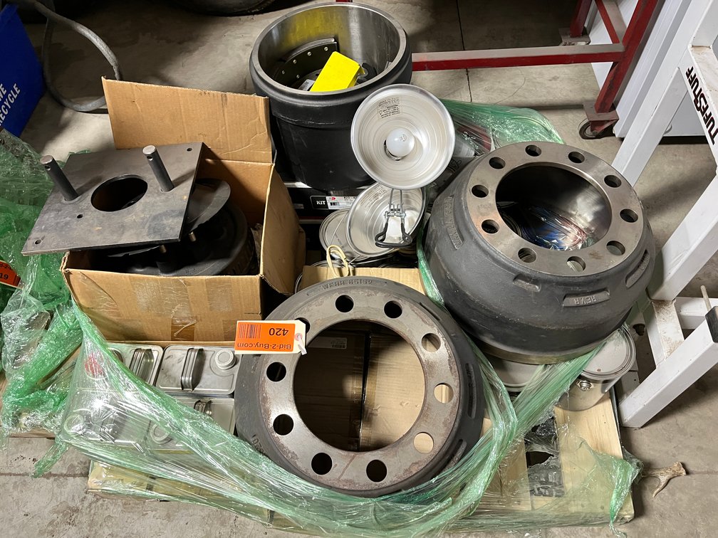 Pallet of Semi Drums, Mineral Spirits and Enamel Paint