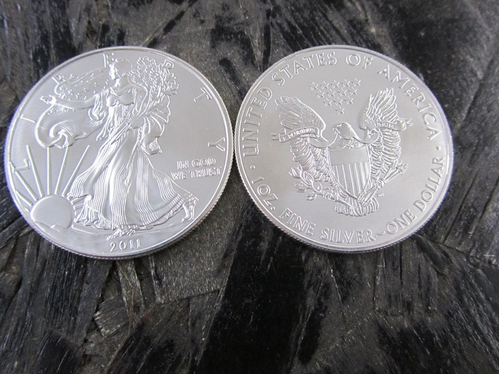 (2) 1 Ounce Fine Silver 2011 Walking Liberty Commemorative Replica Dollar Rounds