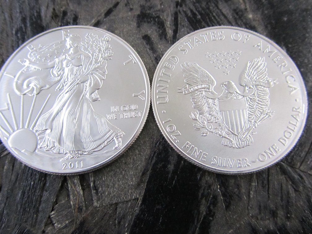 (2) 1 Ounce Fine Silver 2011 Walking Liberty Commemorative Replica Dollar Rounds