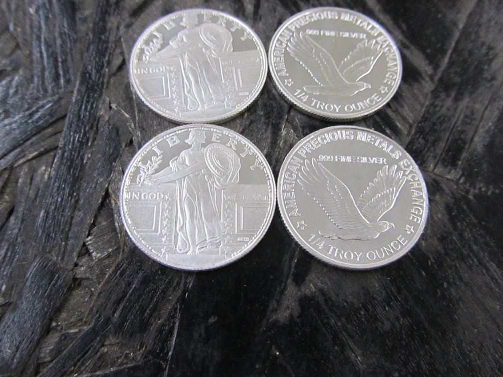 (4) 1/4 Troy Ounce .999 Silver Commemorative Standing Liberty Silver Rounds