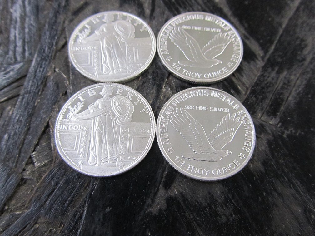 (4) 1/4 Troy Ounce .999 Silver Commemorative Standing Liberty Silver Rounds