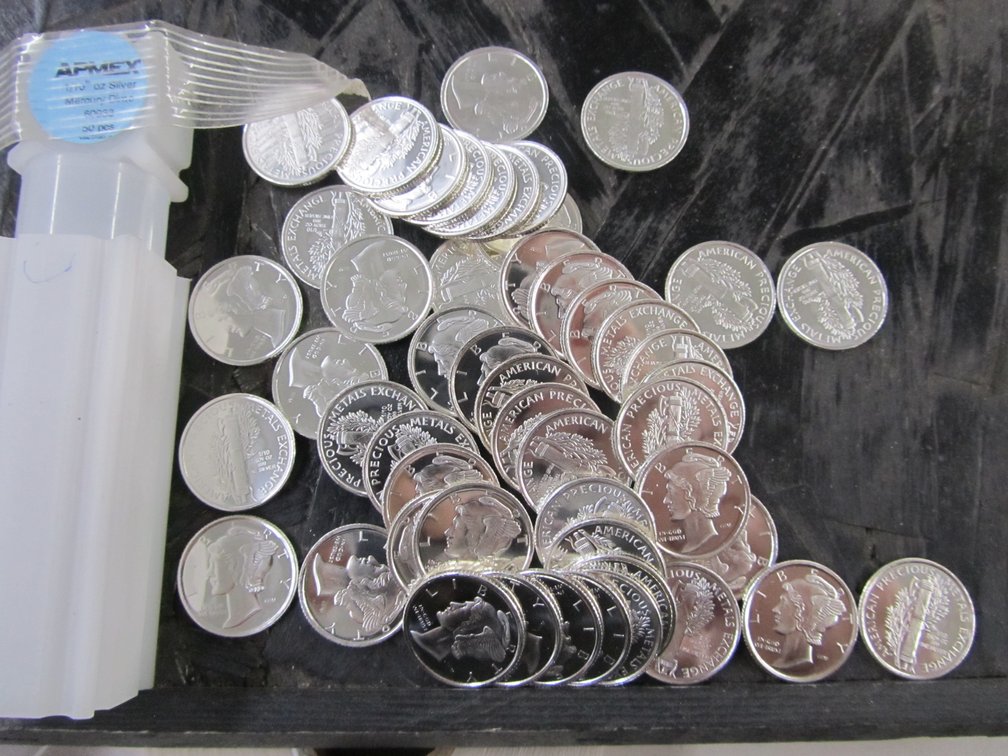 (50) 1/10 Oz Silver Mercury Dimes APMEX .999 Fine Silver Rounds