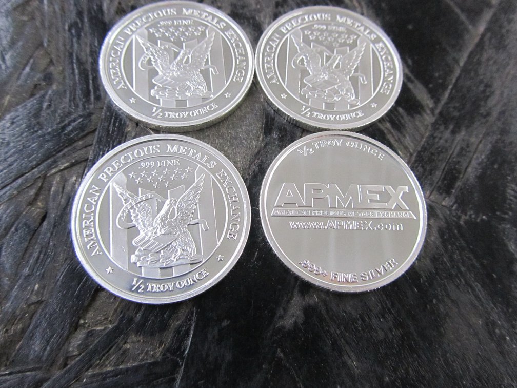 (4) APMEX 1/2 Troy Oz. .999 Fine Silver Rounds