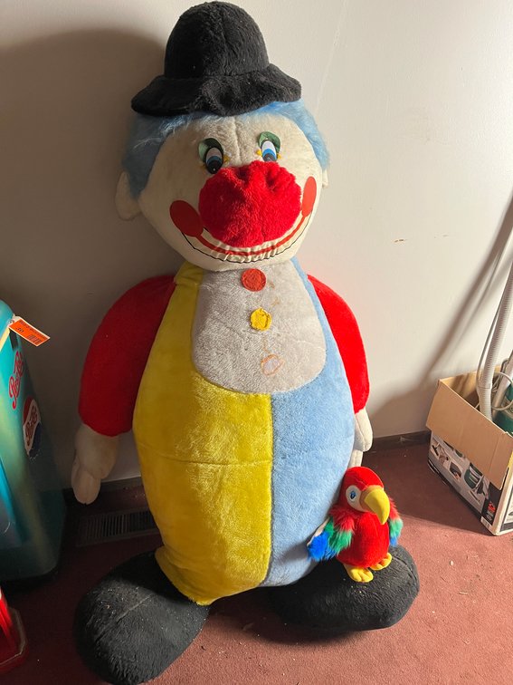 65" Tall Stuffed Clown With Parrot