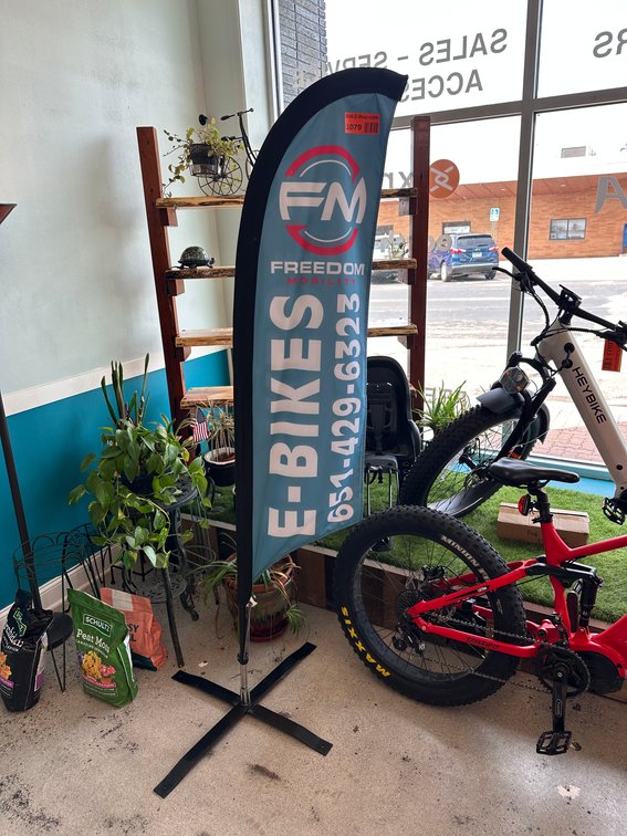 E-Bike Freedom Mobility Flag Sign