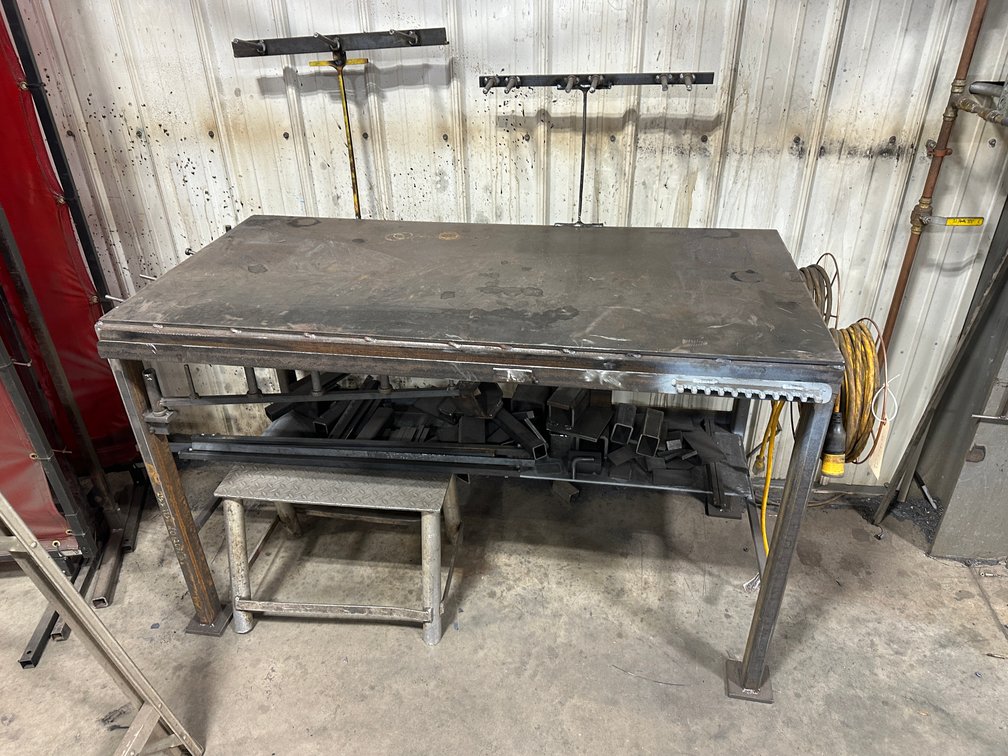 Heavy Duty Steel Welding Table with Clamp Rack and Cable Holders & extension Cords