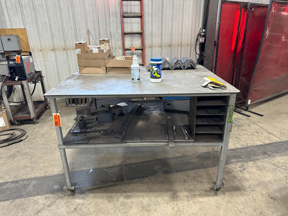 Industrial Metal Workbench with Casters, Steel
