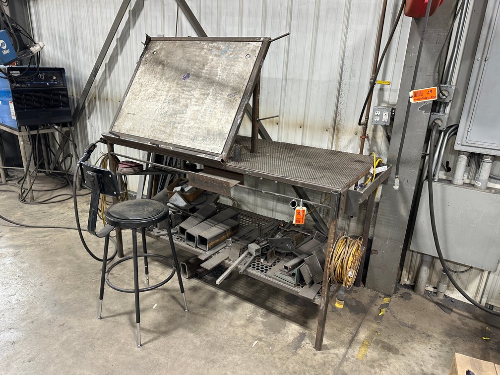 Steel Welding Table with Perforated Surface, Includes Accessories, cord reel and practice pieces