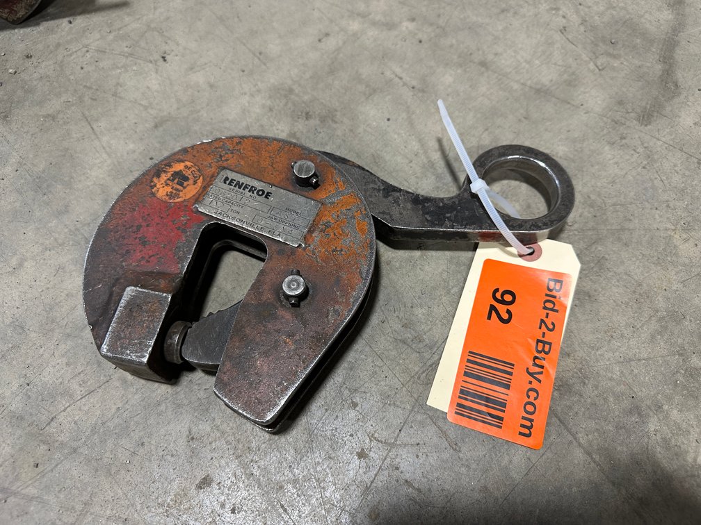 Renfroe AST Lifting Clamp, 1/2 Ton Capacity, Jaw Opening 0-3/4", Serial 062012