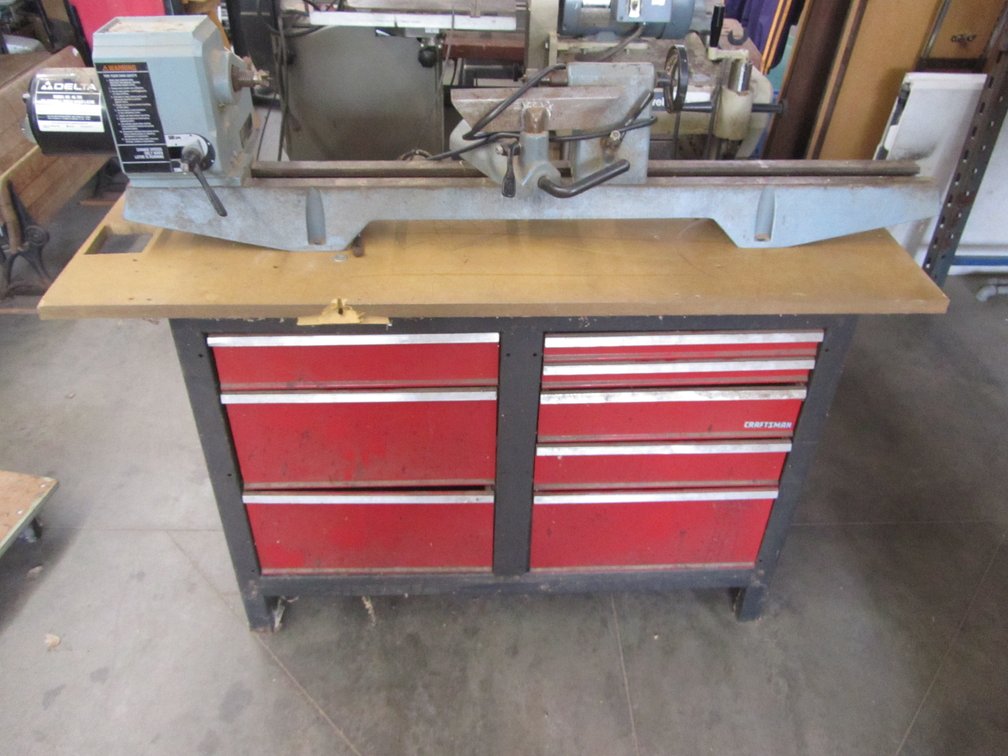 Delta 12" Variable Speed Wood Lathe On Tool Chest