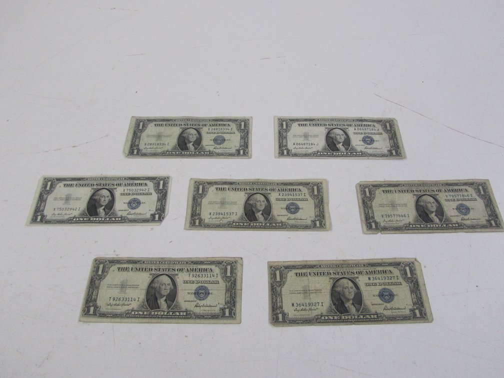 (7) 1935 Series F Silver Certificates