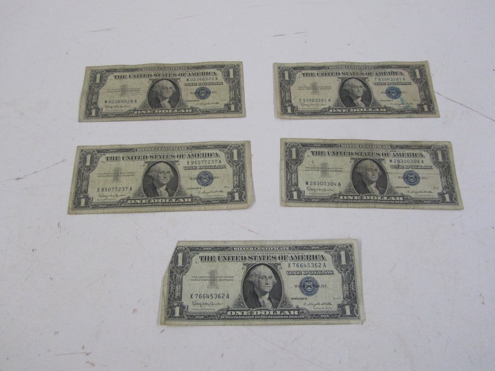 (5) 1957 Series B Silver Certificates